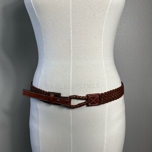 Leather Womens Vintage Size L Belt Brown Braided Accessories Boho Hippy Woven